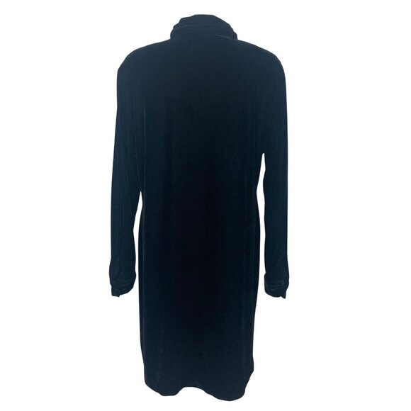 Anne Carson Black Velvet Duster Jacket Womens XL Button Front Whimsigoth Grunge - Picture 9 of 10